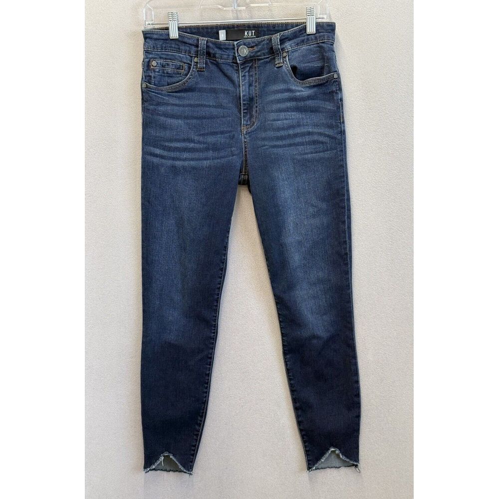 Kut From The Kloth Jeans Women's‎ Sz 8 Fab Ab Skinny Mid Rise Raw Hem Blue Denim